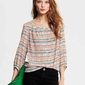 EUC Banana Republic Riviera Pixel Print Popover Blouse